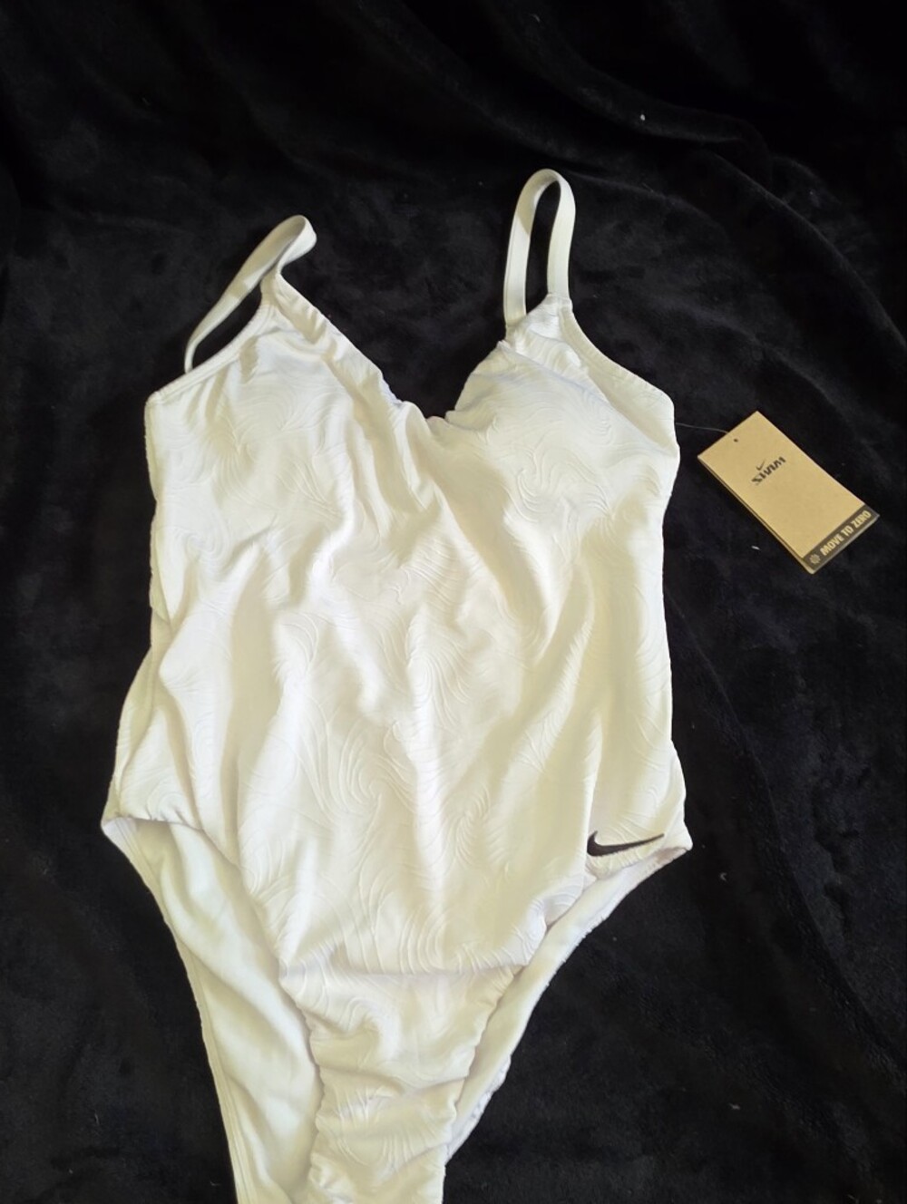 Nike White Textured Girls' One-Piece Swimsuit